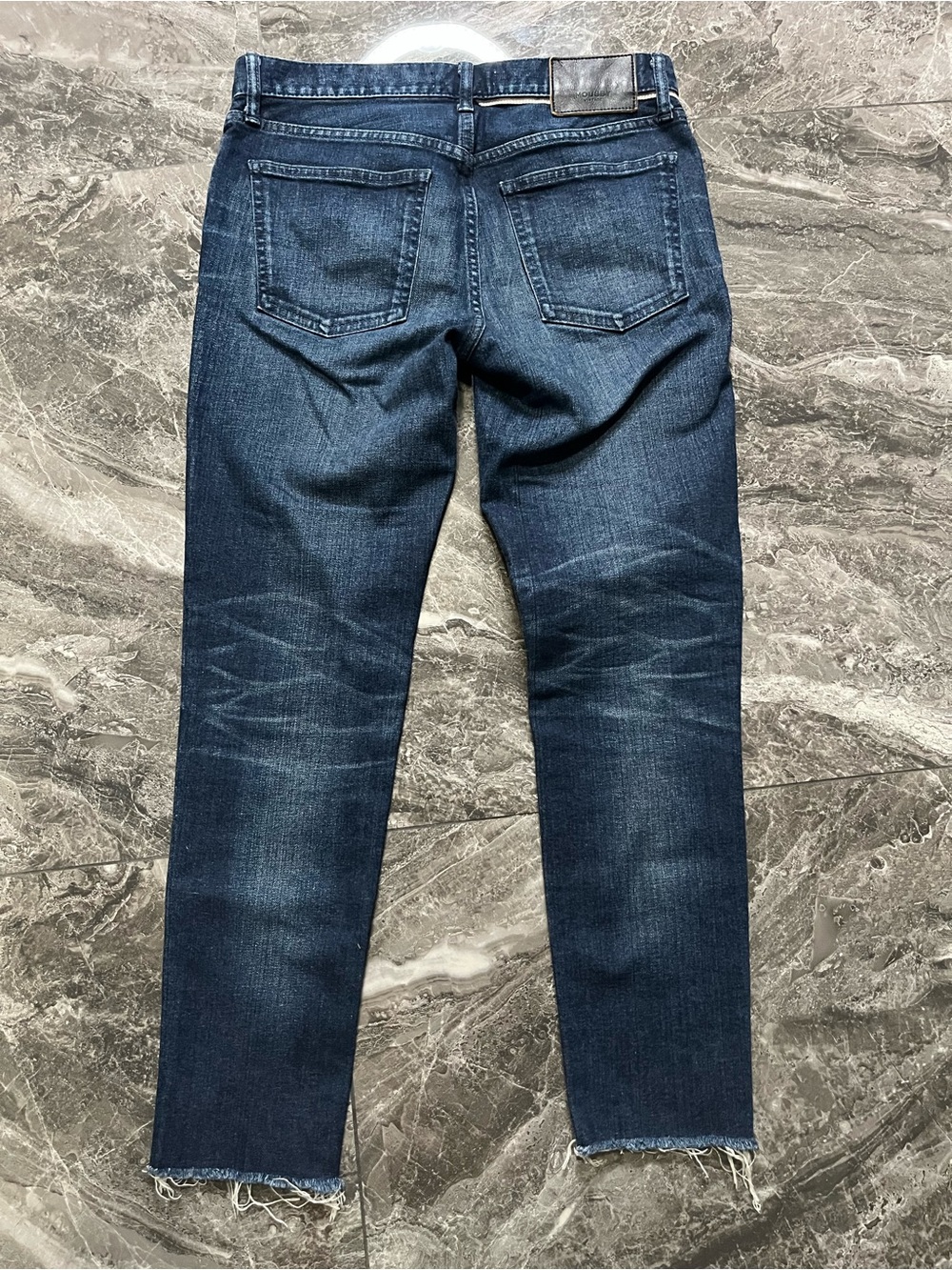 MOUSSY VINTAGE Jeans Womens 31 Slim Straight Blue Distressed Denim Made in Japan